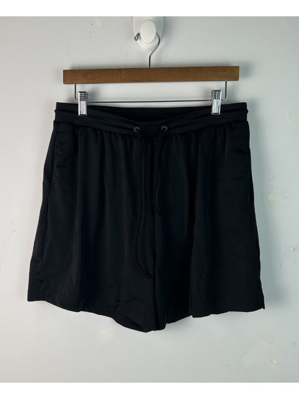 LL Bean Women Black Athletic Swim Short Nylon Lycra Drawstring Size M 503678